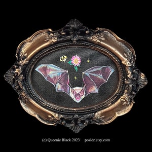Charming Human Made Art Framed Bat Art: Baroque Victorian Mini Canvas Print, 5x4 inch .