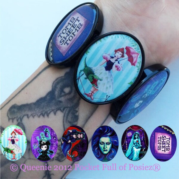 BRACELET Black Stretch The Haunted Mansion Plastic Pocket Full of Posiez (R)