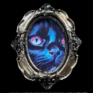 Schwarze Katze Gesicht Kunst: Mini Victorian Goldrahmen Leinwanddruck