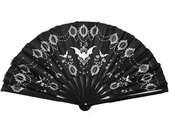 Thirteen and Lace large gothic hand fan