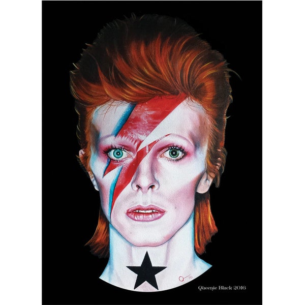 David Bowie Aladdin Sane  Portrait Painting 5X7 ART CARD PRINT