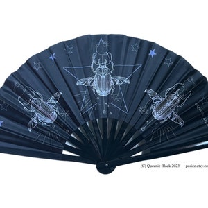 13&quot; Scarab large hand fan home wall decor Human Art Original Designs Artwork Illustrations Gift Idea
