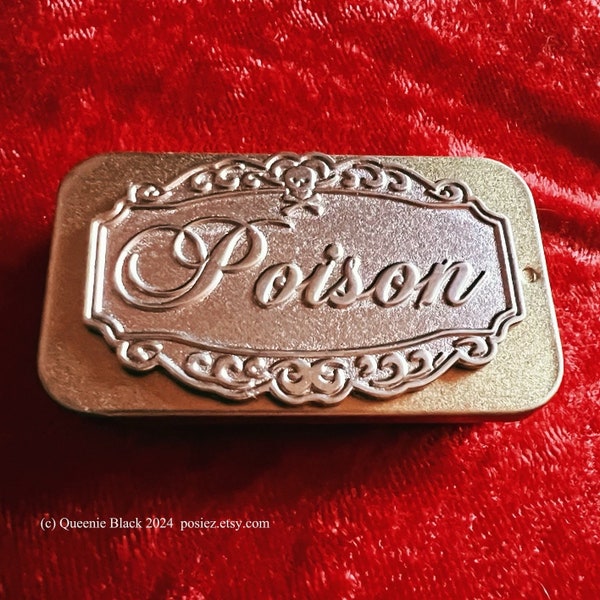 Gold Tone Mini Poison PillBox Organzier Small Gold Box Victorian Inspired Home Decor