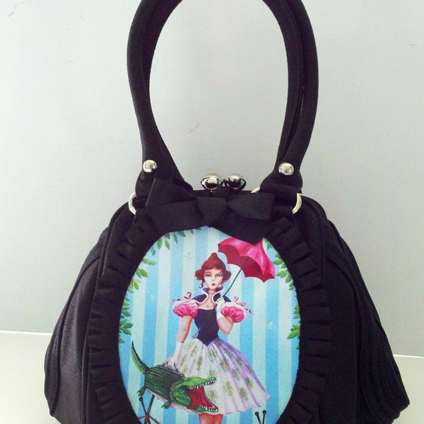 DESIGN YOUR OWN Soft Faux Leather Kiss Lock Bowler Bag