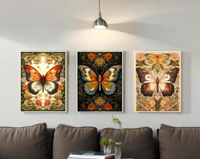 William Morris Inspired Butterfly Art Prints, Unframed Canvas Print ...