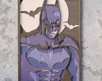 File digitali pronti per il laser / Cavaliere oscuro multistrato / Xtool Design / Cricut Craft / Progetto CNC / Arte murale dei supereroi / svg ai dxf cdr eps dwg