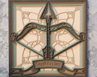 3D Sagittarius Zodiac SVG | Bow and Arrow Layered Mandala Design | Laser Cut File for Cricut, Glowforge, Xtool, CNC | Digital Download