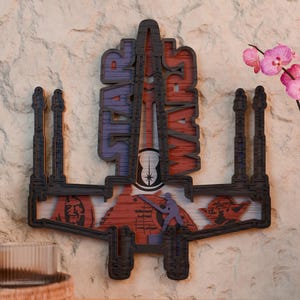 Sperrholz Laser geschnitten und graviert | Multilayer Star Wars | X-Wing Kunst | 3D Cricut Projekt | Design | svg ai dxf cdr eps dwg Formate