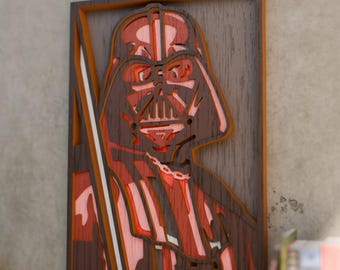 Laser Cutting Template | Multilayer Darth Vader | svg ai dxf cdr eps dwg Files | Cricut Wood Crafts | Glowforge Project | Star Wars Wall Art