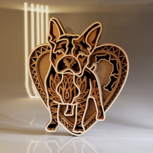 Boston Terrier DXF, Multilayer Dog SVG, Laser Cutting Templates, Cricut, Glowforge Files, Pet Design, CNC Router Projects, Digital Download