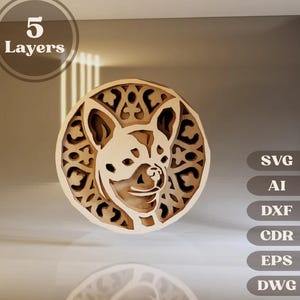 3D Chihuahua SVG Laser Cut File – Multilayer Dog Wall Art Template | Cricut Glowforge dxf eps png cdr ai