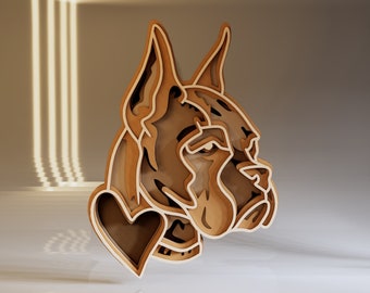 Franse Bulldog gelaagde SVG, laser klaar sjabloon, hond CNC-bestanden, instant digitale download, multiplex uitsparingen, vector huisdier, Glowforge ontwerpen