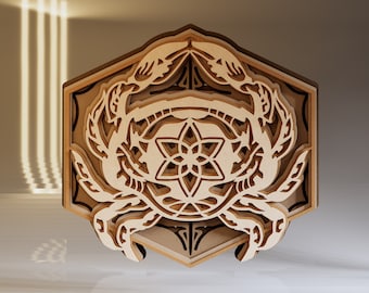 Crab DXF, Sea Creatures SVG, Animal Mandala, Laser Cutting Wood, Instant Digital Download, Cricut Template, CNC Design, Layered Papercraft