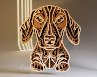 Dachshund SVG, Dog Layered Wood, Laser Ready Files, CNC Cutting, Instant Digital Download, DXF Files For Plasma, Vector Design