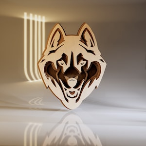 Husky SVG, Dog Wood Cutout, Layered Design, Animal Laser Cut, Glowforge Projects, Vector Files For CNC Routers, Digital Downlaod