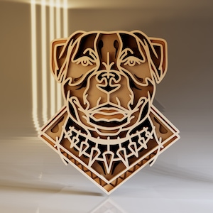 Pitbull Head SVG, Multi Layer Dog Laser Cut File, Wood Cutouts, Instant Download, Vector Craft, Cricut Template, Silhouette, Glowforge