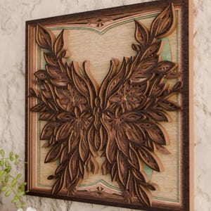 Papillon en couches SVG | Art mural mandala 3D découpé au laser | Décoration bohème inspirée de la nature | Panneau en bois complexe | Fichier numérique Cricut Glowforge
