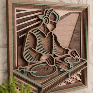 DJ SVG gelaagde mandala | Lasergesneden bestand DJ-controller | Muurkunst elektronische muziekliefhebber | Direct downloaden | Cricut, Glowforge, CNC, Xtool