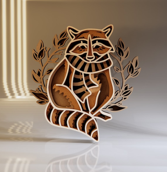 Racoon SVG, Woodland Animal Laser Cut File, Vector Design, Cricut
