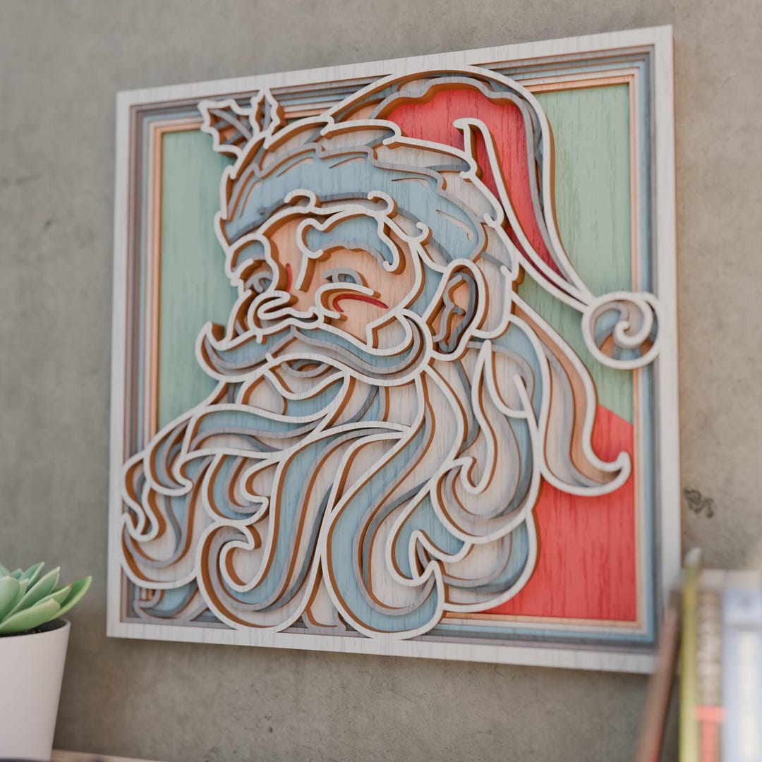 Santa Claus SVG | 3D Layered Mandala | Christmas Laser Cut Design ...