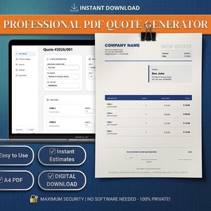 PDF-Software zur Angebotserstellung | Sofortige A4-Kostenvoranschläge | Angebotsvorlage | Offline-Desktop-App | Tool für Kleinunternehmen | Angebotsvorlage