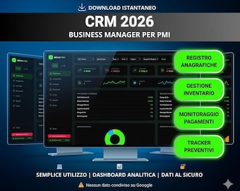 CRM Small Business Dashboard | Client & Sales Tracker | Business Management Spreadsheet | Gestionale clienti