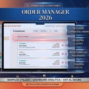 Gestionale Ordini per Artigiani e Home Made | NO Excel NO Google Sheets | Tracker Commesse e Clienti Professionale | Software  per pmi