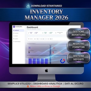 Inventory tracker | Gestione Magazzino Professionale | Dashboard lnventario Interattiva, Fornitori e Logistica | Desktop Inventory Tool