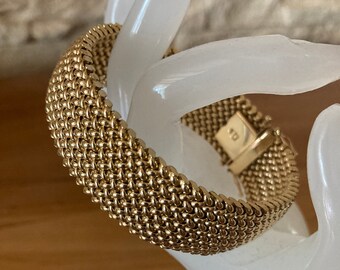 38.8 grams Italian 14k (14 carat) Solid Yellow Gold Wide  Mesh Woven Bracelet, Italy 14K solid yellow gold bracelet