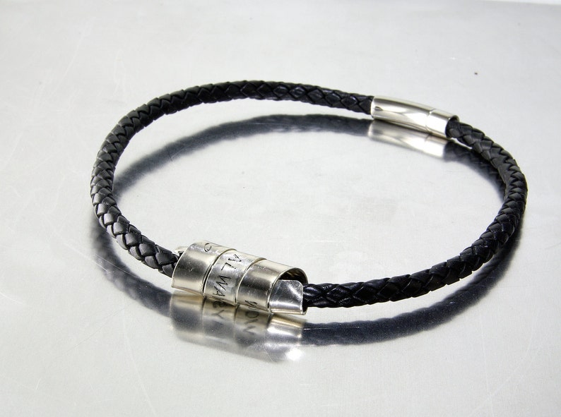 Mens Bolo Braided Black Leather Necklace Aluminium / Silver | Etsy
