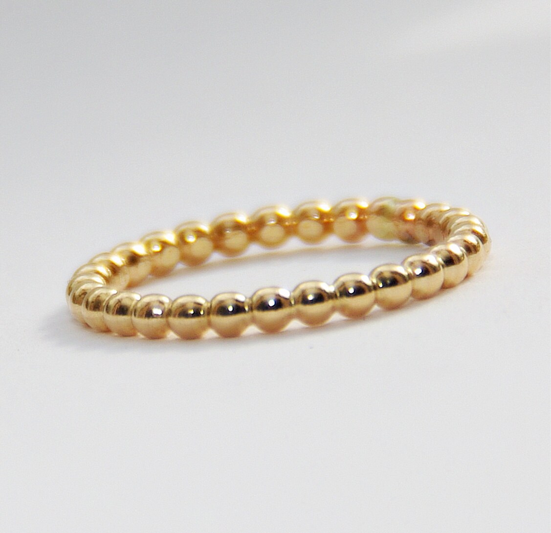 2mm BOLD Yellow Gold Filled Beaded Ring Anniversary Ring | Etsy