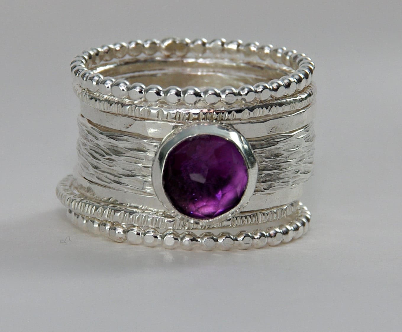 EcoFriendly Silver Purple Amethyst Ring Gemstone Ring Etsy