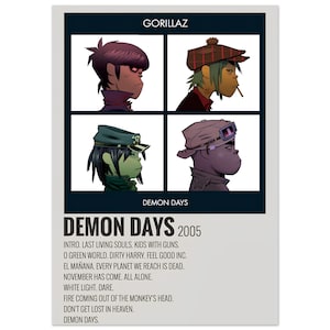 Gorillaz Demon Days 2005 Album Poster - Kultige Musik Kunst, Alternative Rock Dekoration, Cartoon Band Wand Kunst Druck