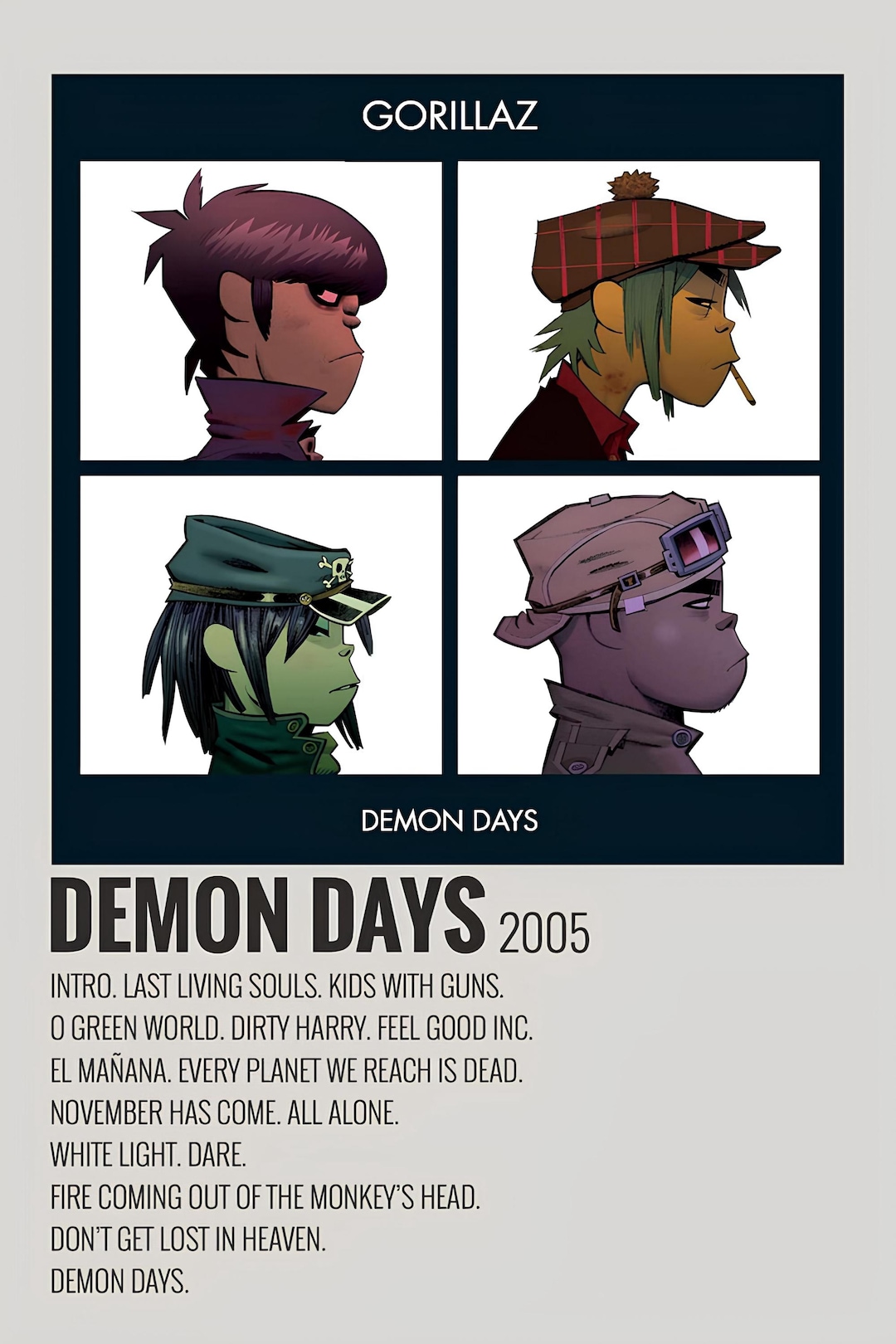 Gorillaz – Demon Days 2005 Album Poster (digital Download, Iconic