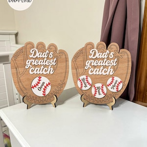 Personalized Daddy Great Catch Heart Sign Svg, Baseball Dad Sign Svg, Gift for Dad, Fathers Day Gifts Svg, Glowforge Svg, Laser Cut Files