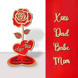 Staande roos ornament lasergesneden roos boeket bloemen lasergesneden bestand Svg, 2 gelaagde hout lasersnijden, roos bloem Svg, Valentine, Wood Rose