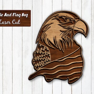 Amerikaanse adelaar vlagstandaard lasergesneden bestand | Eagle-standaard SVG | 3D-laag baby-adelaar-mandala | Multiplex gesneden ezelstandaard | Fourth of July-SVG.