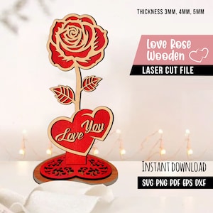 Wooden Rose Ornament SVG, Wooden Ornament SVG, Rose SVG, Wooden Rose Laser Cut file, Love Rose File, Laser Cut File, Digital Downloads,