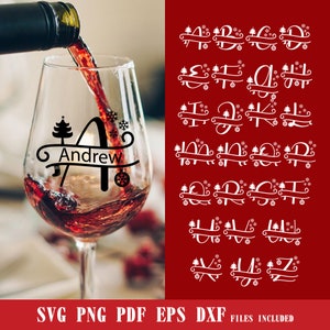 Pacote SVG do alfabeto de Natal, letras A-Z svg para Cricut, Silhouette Cameo, sublimação png, ideia personalizada de presentes de Natal, nome de família