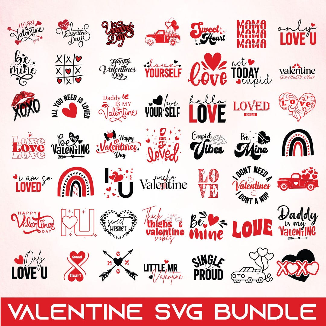 Valentine SVG Bundle, Funny Valentine Shirt SVG, Retro Valentines Day ...