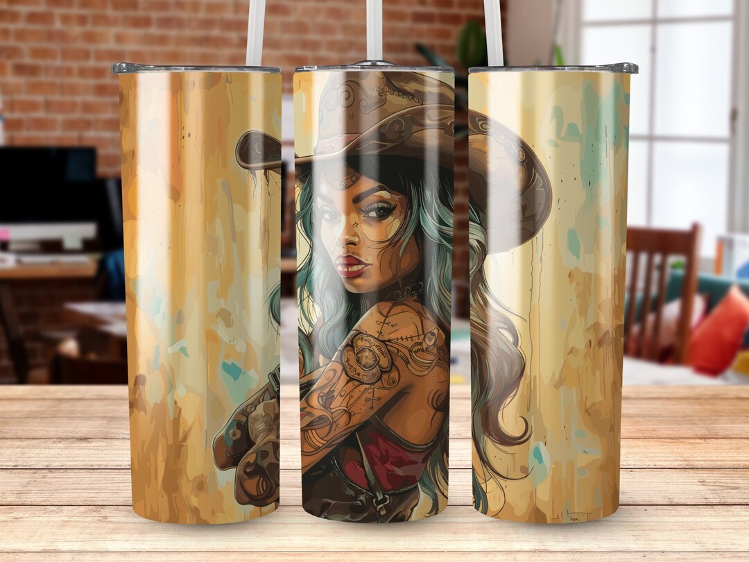 Black Cowgirl 20 Oz Country Skinny Tumbler Sublimation Tumbler Designs ...