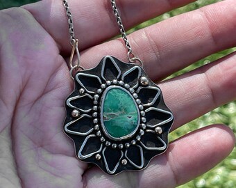 Blooming Variscite Flower Necklace
