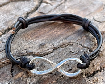 Adjustable Leather Infinity Bracelet