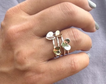 Gold and Sterling Silver - Floating Heart Ring