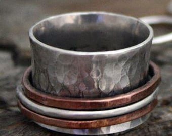 Sterling silver Mixed Metals Spinner Ring