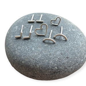 Handmade Heart, Bar, Curved or Chevron Stud Earrings
