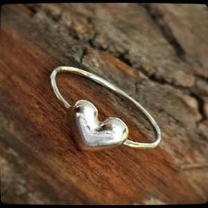 Fine Silver and Sterling Silver Puffy Heart Ring