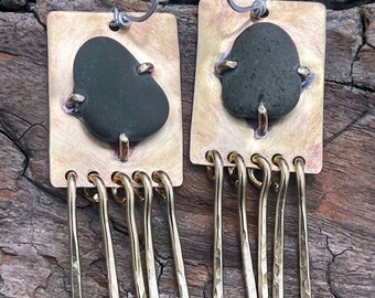 Rustic Brass Tassel Earrings