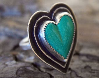 Sterling Silver - Beating Heart Turquoise Ring
