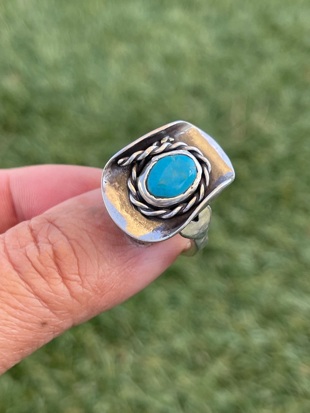 アクセサリー Vintage G.T LIBETY Coin Turquoise Ring Vintage Turquoise Engagement Ring Set Pear Shaped Women Rose